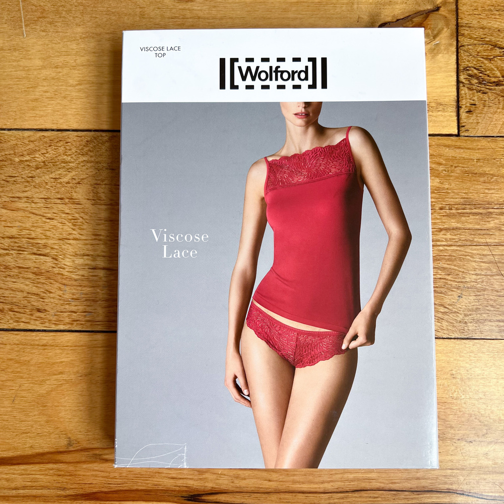 $210 Wolford Viscose Lace Top Red Lipstick Camisole Tank Size S